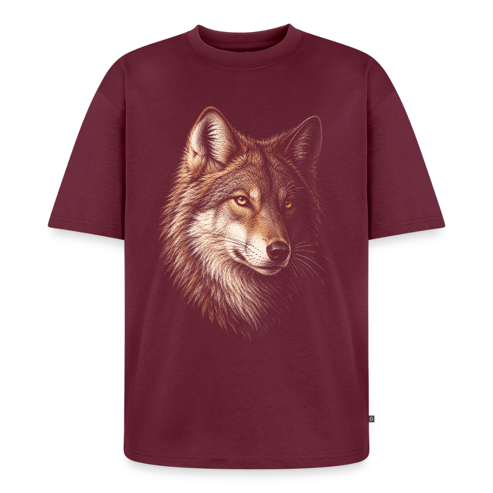 Wolf Premium Oversized Bio T-Shirt - Burgunderrot