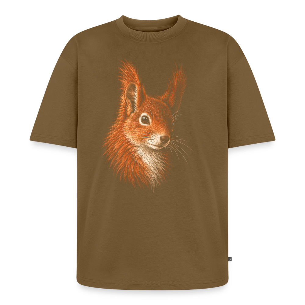 Eichhörnchen Premium Oversized Bio T-Shirt - Nussbraun