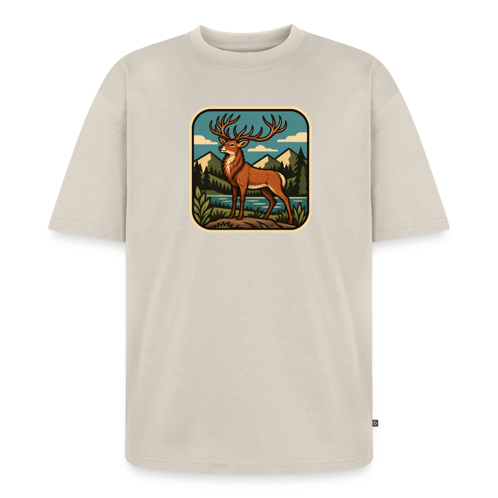 Waldwappen Hirsch Premium Oversized Bio T-Shirt - Beige