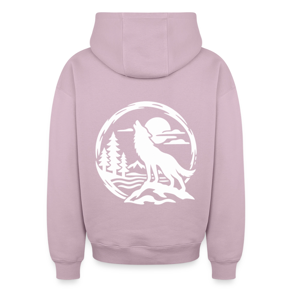 Vollmond mit Wolf Oversized Heavyweight Hoodie - Altrosa