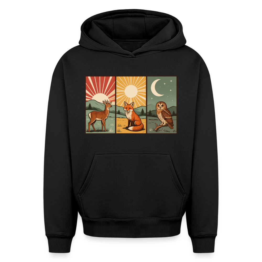 Tag und Nacht Oversized Heavyweight Hoodie - Schwarz