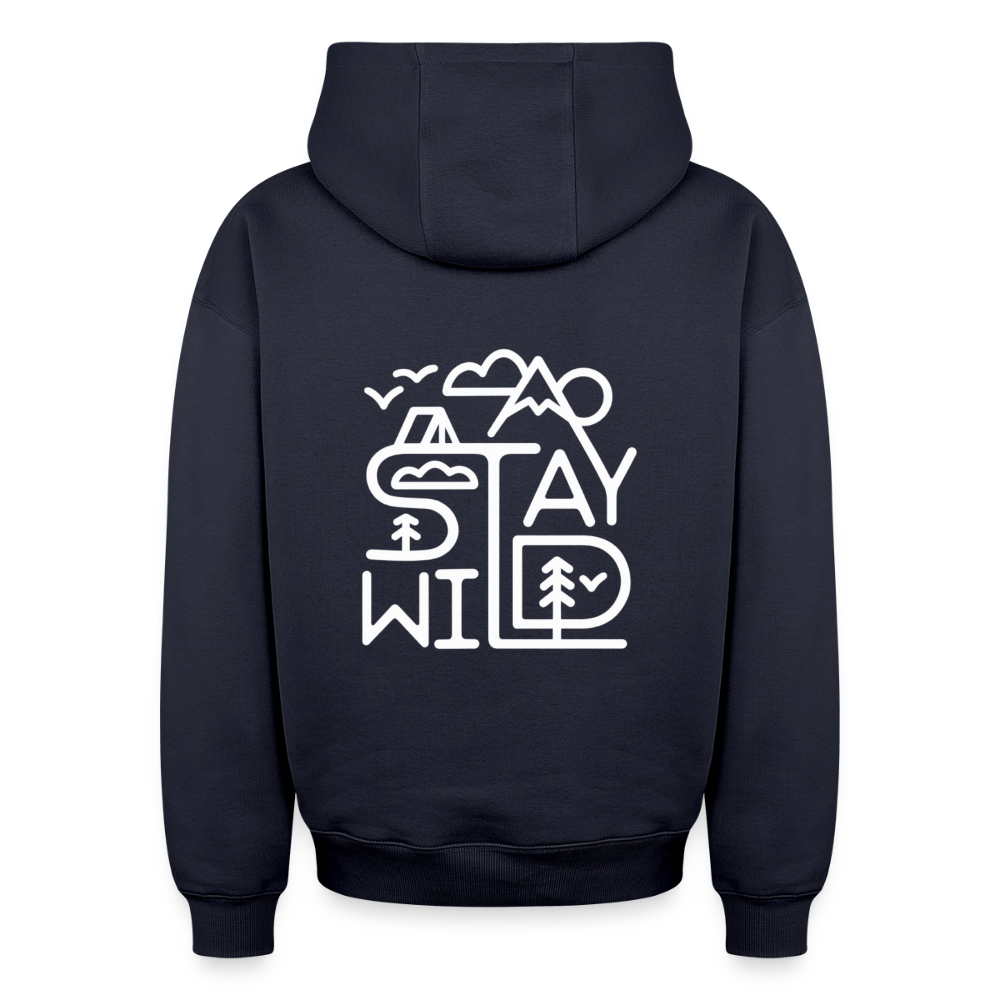 Stay Wild Oversized Heavyweight Hoodie - Navy