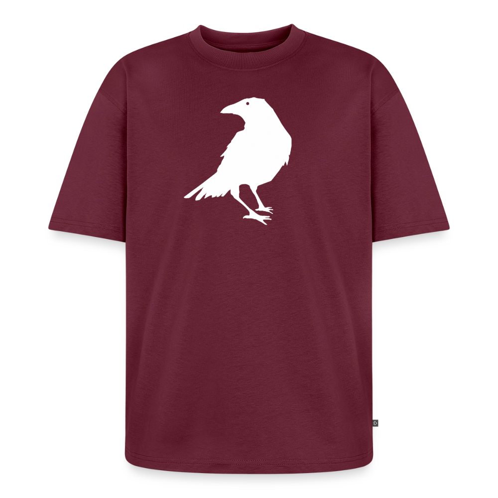 Krähe Premium Oversized Bio T-Shirt - Burgunderrot