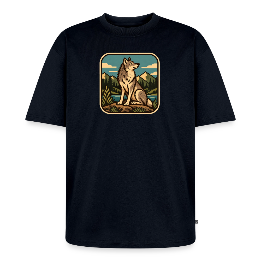 Waldwappen Wolf Premium Oversized Bio T-Shirt - Navy