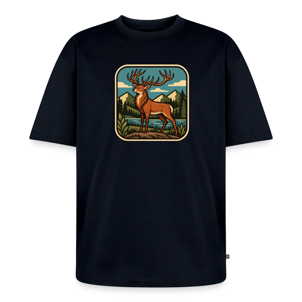 Waldwappen Hirsch Premium Oversized Bio T-Shirt - Navy