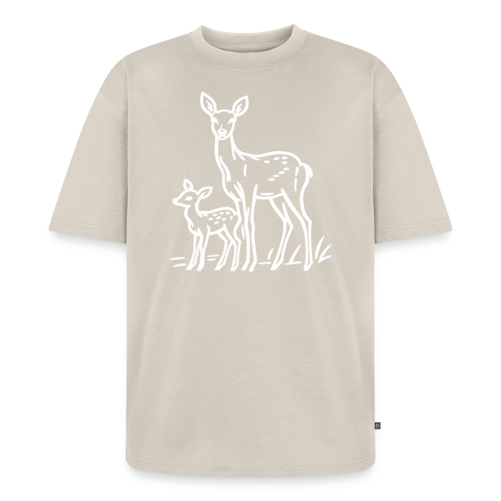Reh Familie Premium Oversized Bio T-Shirt - Beige