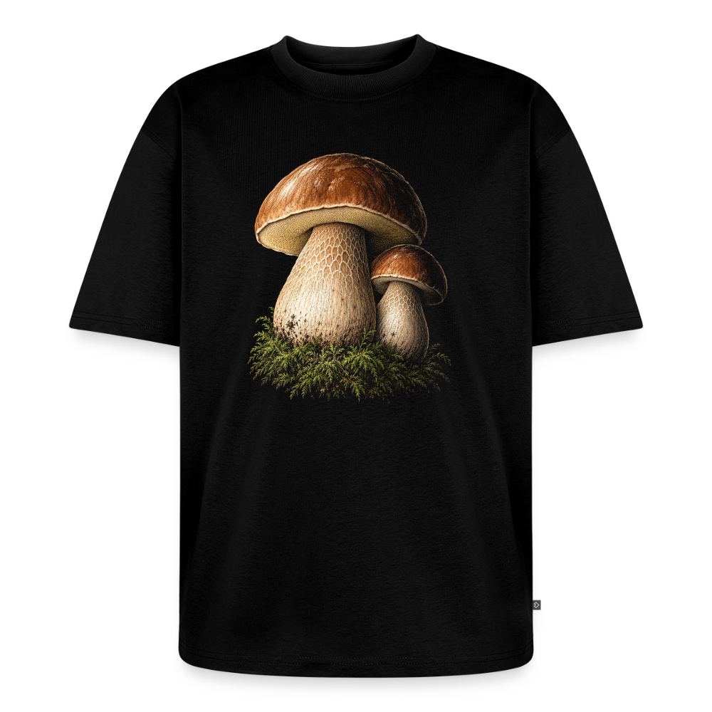 Steinpilz Premium Oversized Bio T-Shirt - Schwarz