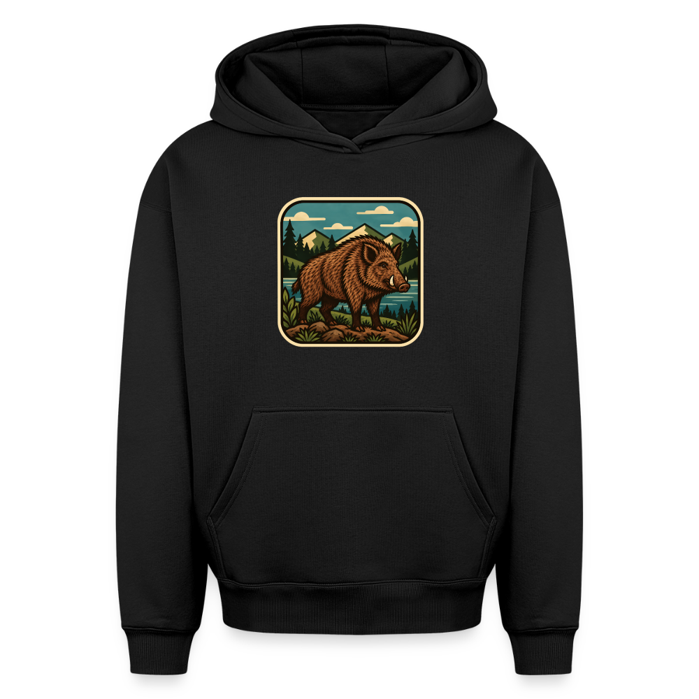 WIldschwein Oversized Heavyweight Hoodie - Schwarz