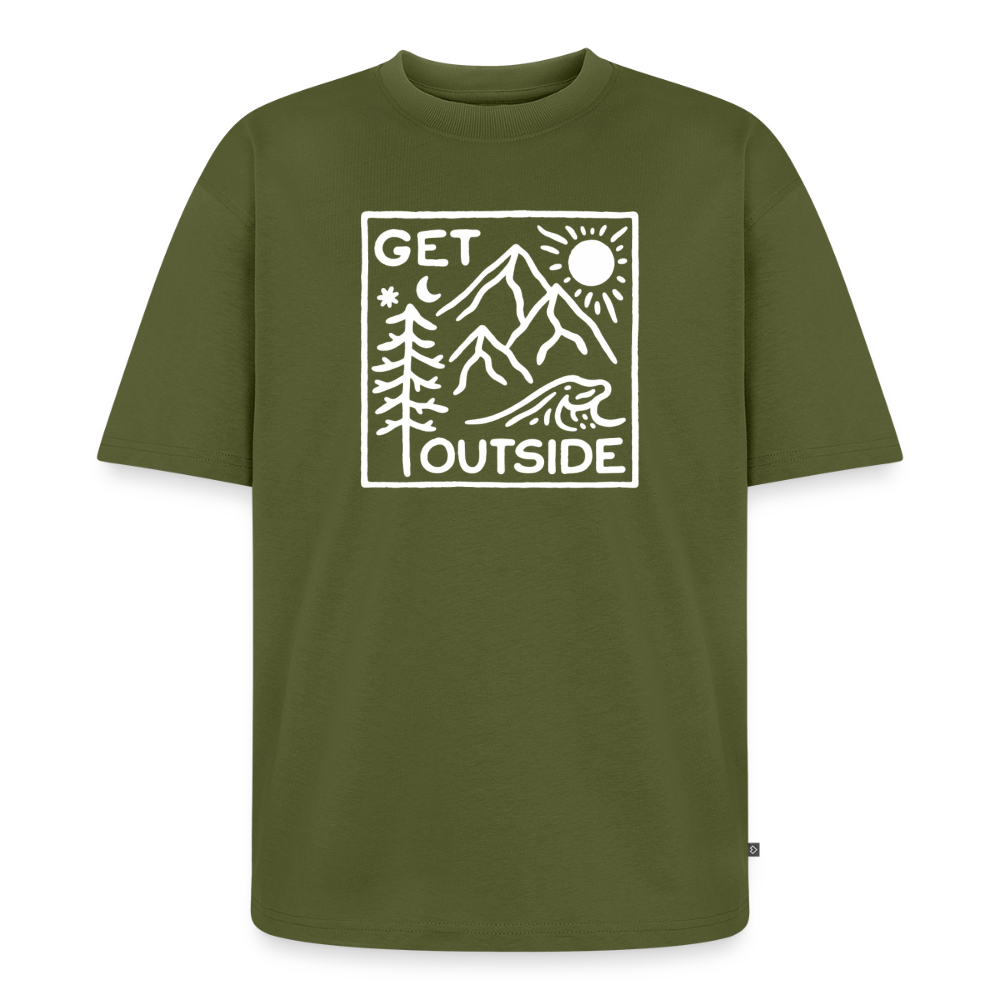 Get Outside Premium Oversized Bio T-Shirt - Khaki