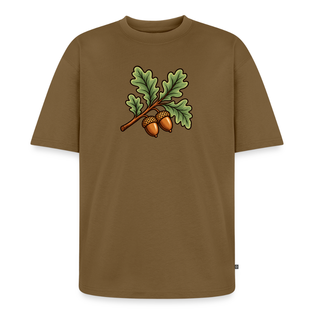 Eichenblatt Premium Oversized Bio T-Shirt - Nussbraun