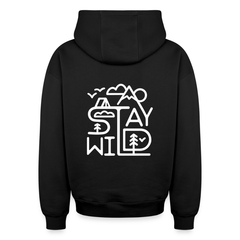 Stay Wild Oversized Heavyweight Hoodie - Schwarz