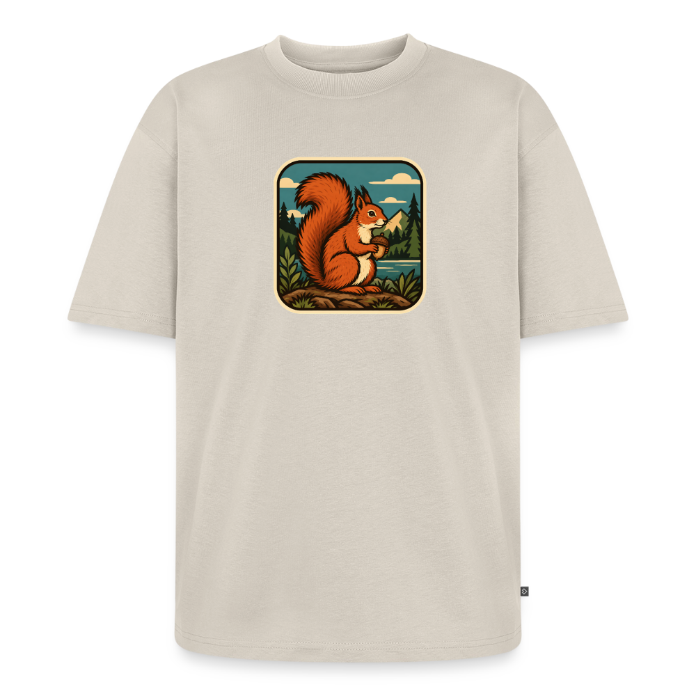 Waldwappen Eichhörnchen Premium Oversized Bio T-Shirt - Beige