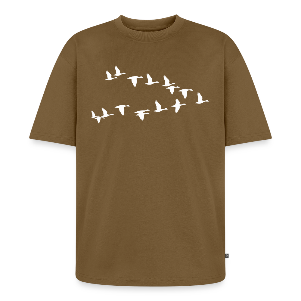 Wildgänse Premium Oversized Bio T-Shirt - Nussbraun