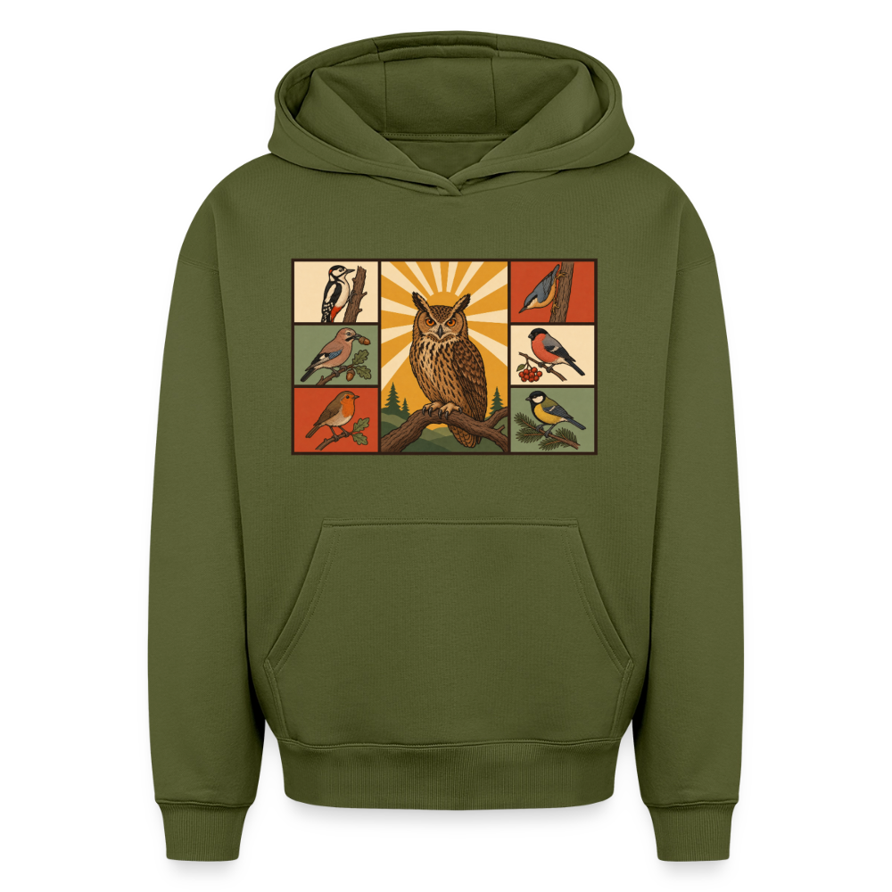 Wald Eule Oversized Heavyweight Hoodie - Khaki