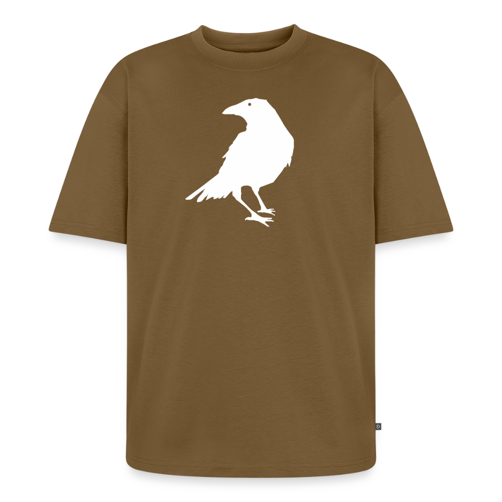 Krähe Premium Oversized Bio T-Shirt - Nussbraun