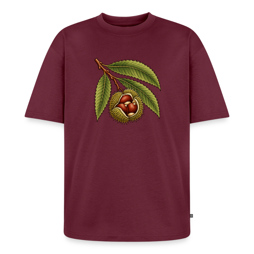 Esskastanie Premium Oversized Bio T-Shirt - Burgunderrot