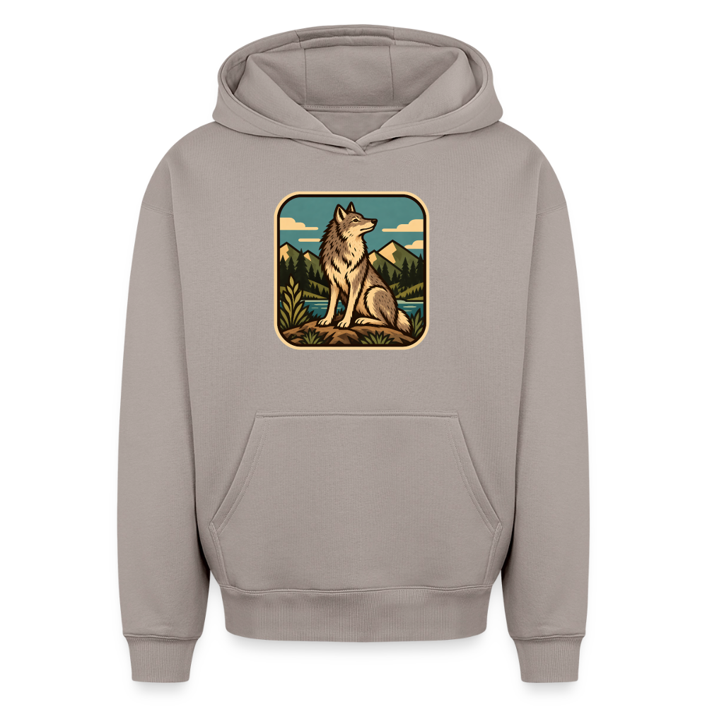 Wolf Oversized Heavyweight Hoodie - Taupe