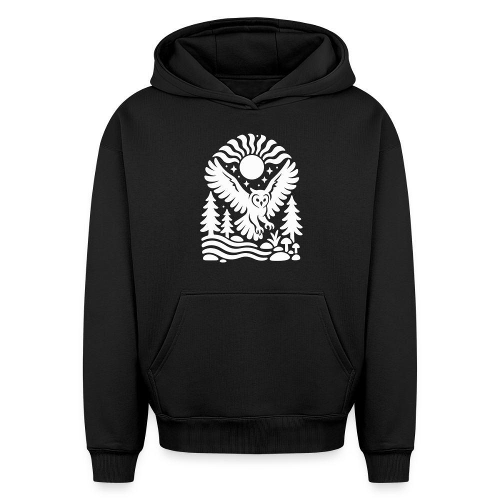 Eule Oversized Heavyweight Hoodie - Schwarz