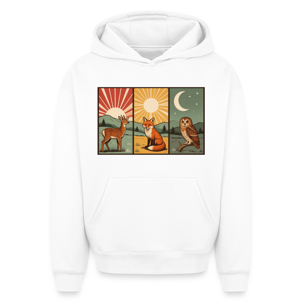 Tag und Nacht Oversized Heavyweight Hoodie - Weiß
