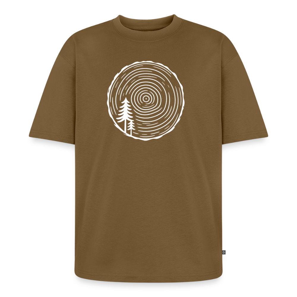 Holzscheibe Premium Oversized Bio T-Shirt - Nussbraun