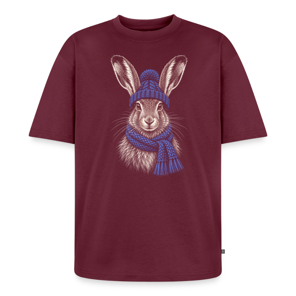 Feldhase Premium Oversized Bio T-Shirt - Burgunderrot