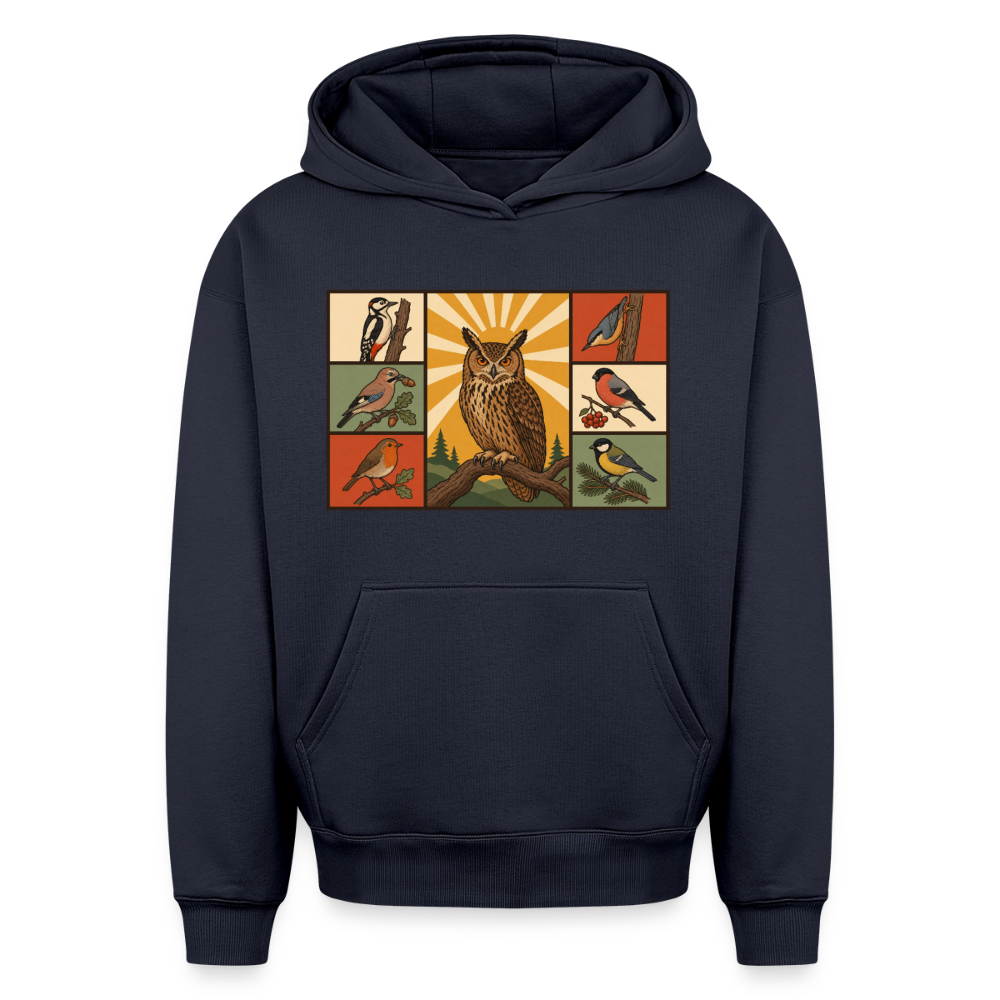 Wald Eule Oversized Heavyweight Hoodie - Navy