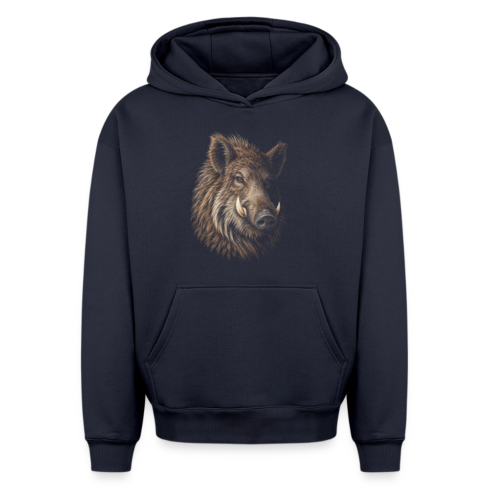 Eber  Oversized Heavyweight Hoodie - Navy