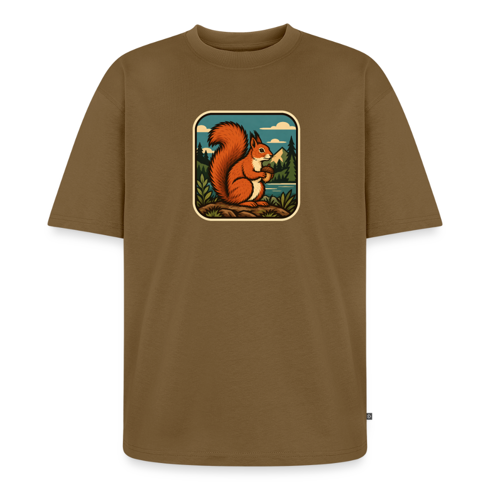 Waldwappen Eichhörnchen  Premium Oversized Bio T-Shirt - Nussbraun