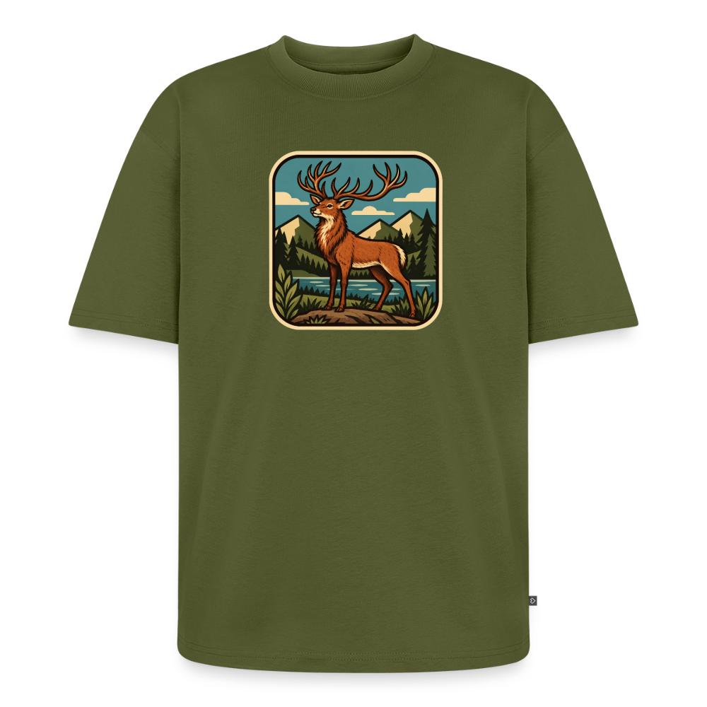 Waldwappen Hirsch  Premium Oversized Bio T-Shirt - Khaki