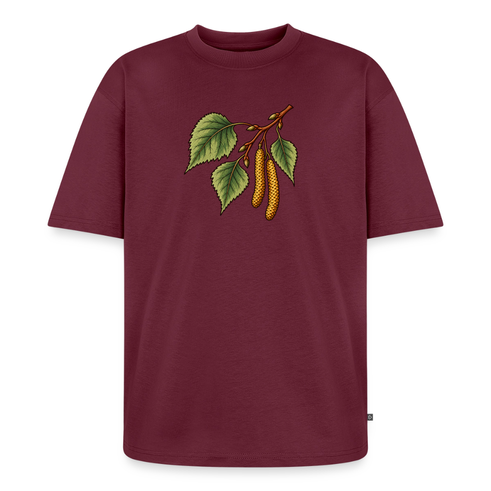 Birkenzweig Premium Oversized Bio T-Shirt - Burgunderrot