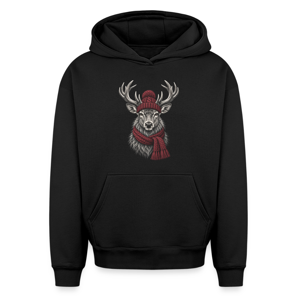 Hirsch Oversized Heavyweight Hoodie - Schwarz
