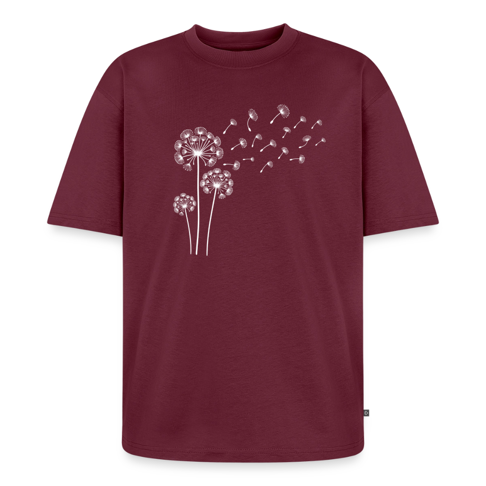 Pusteblume Premium Oversized Bio T-Shirt - Burgunderrot