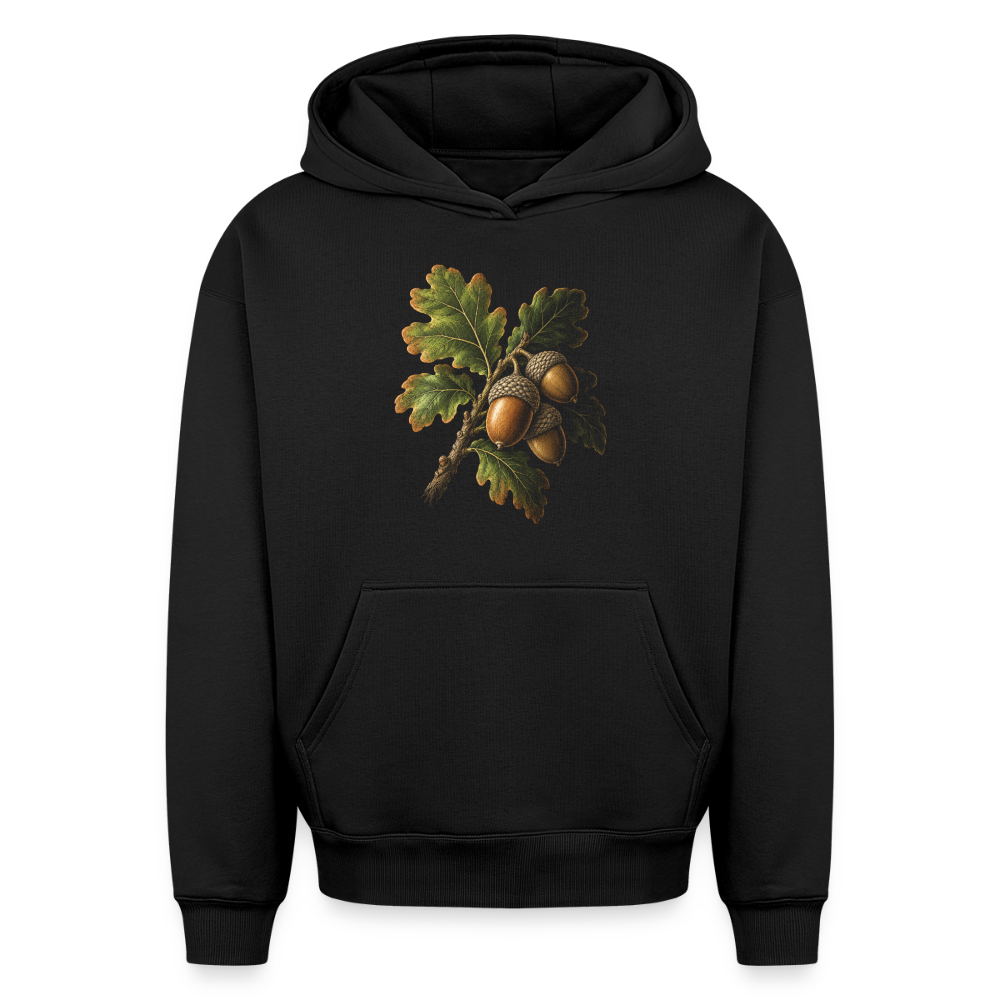 Eichenblatt Oversized Heavyweight Hoodie - Schwarz