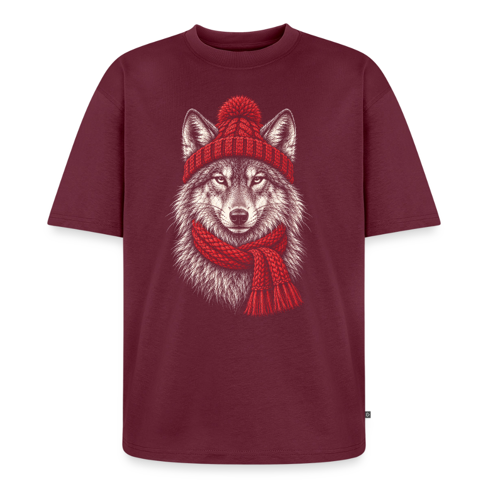 Wolf Premium Oversized Bio T-Shirt - Burgunderrot