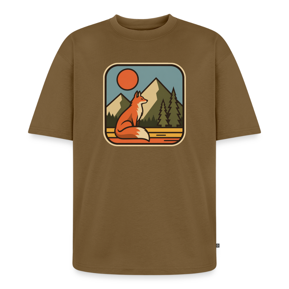 Waldwappen Fuchs Premium Oversized Bio T-Shirt - Nussbraun