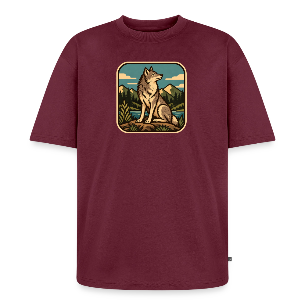Waldwappen Wolf  Premium Oversized Bio T-Shirt - Burgunderrot
