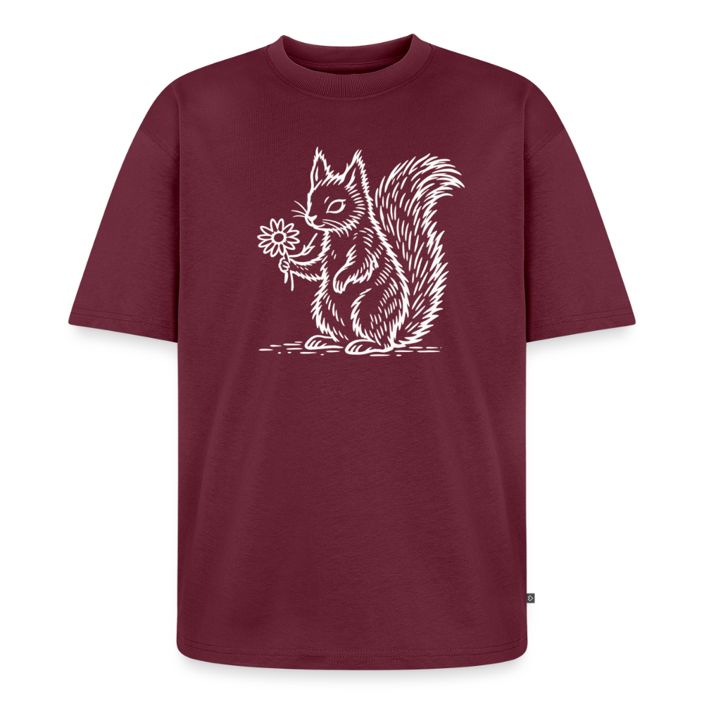 Eichhörnchen Premium Oversized Bio T-Shirt - Burgunderrot