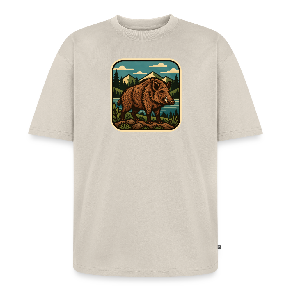 Waldwappen Wildschwein  Premium Oversized Bio T-Shirt - Beige