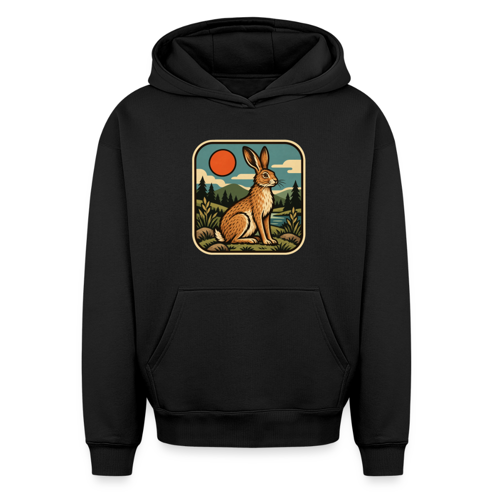 Hase Oversized Heavyweight Hoodie - Schwarz