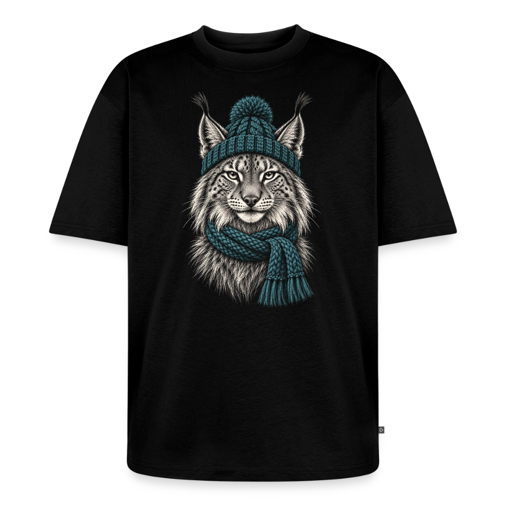 Luchs Premium Oversized Bio T-Shirt - Schwarz