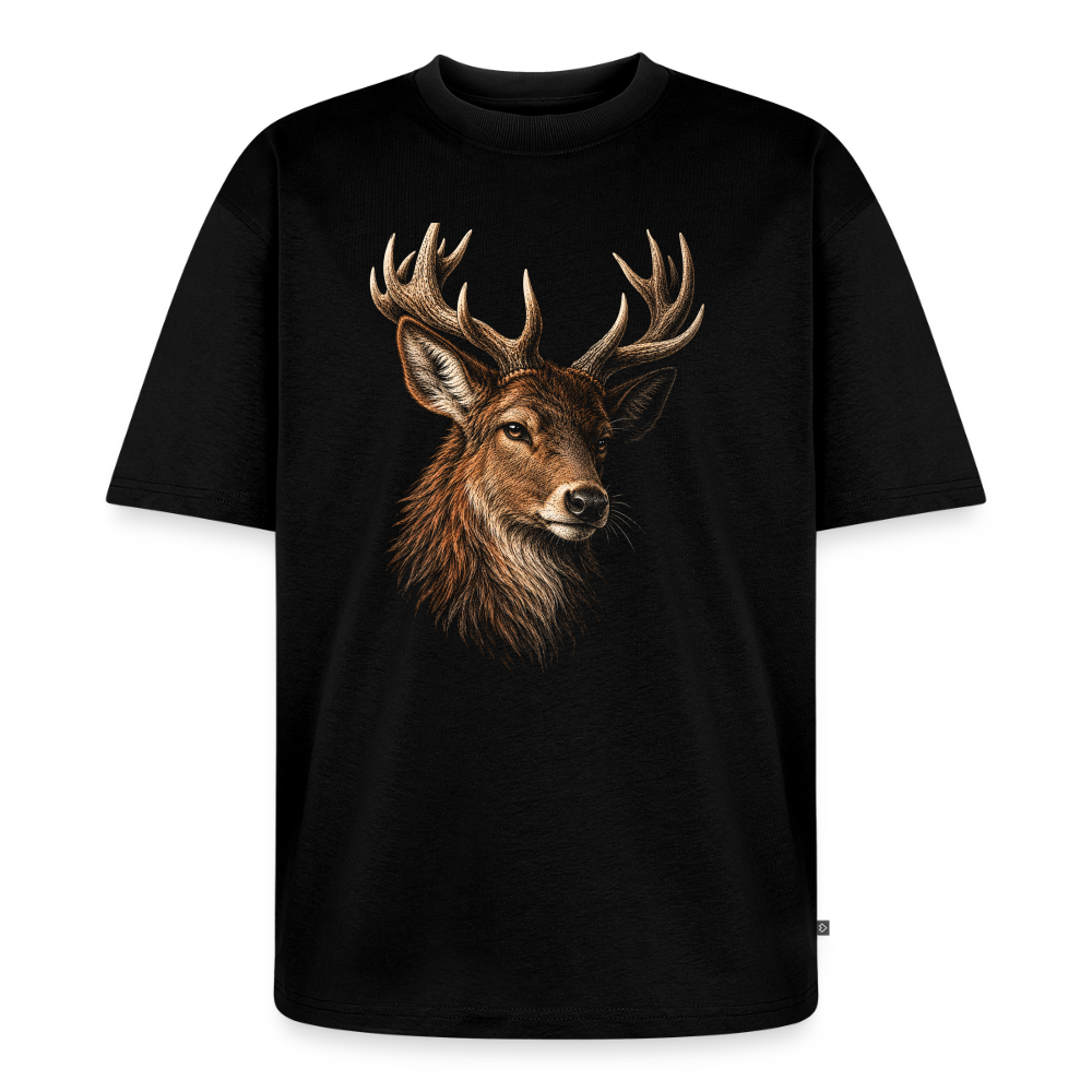 Hirsch Premium Oversized Bio T-Shirt - Schwarz