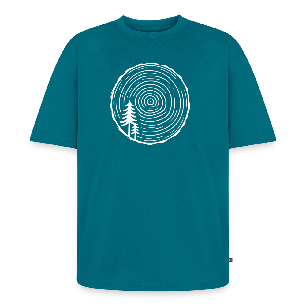 Holzscheibe Premium Oversized Bio T-Shirt - Petrol