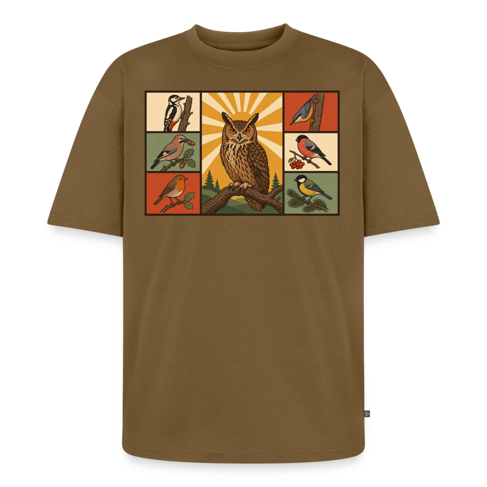 Vögel der Natur Premium Oversized Bio T-Shirt - Nussbraun