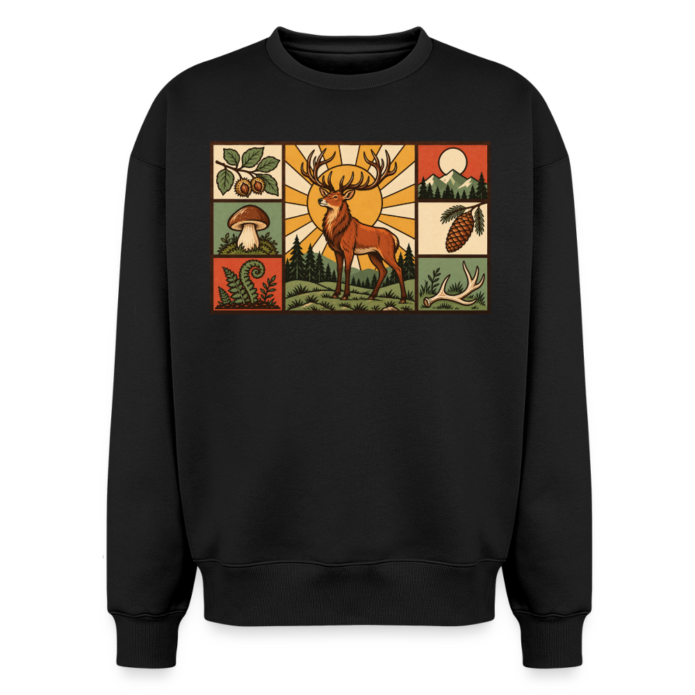 Wald Hirsch  Oversized Heavyweight Sweater - Schwarz