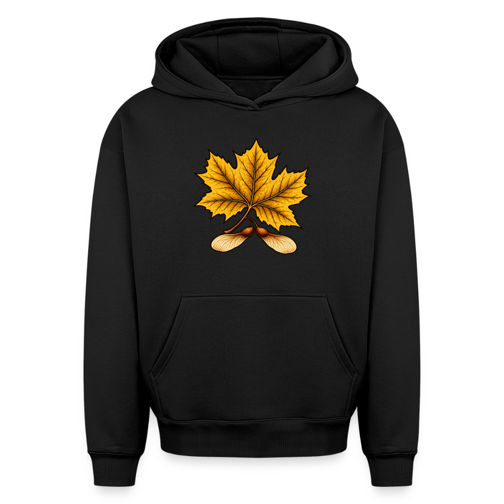 Ahornblatt Oversized Heavyweight Hoodie - Schwarz