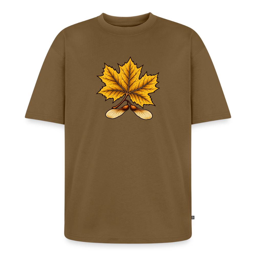 Ahornblatt Premium Oversized Bio T-Shirt - Nussbraun
