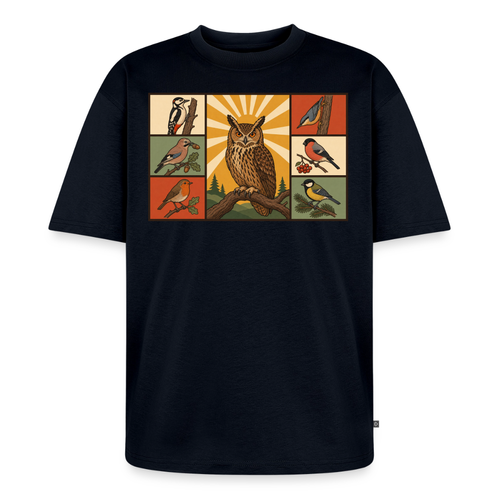 Vögel der Natur Premium Oversized Bio T-Shirt - Navy