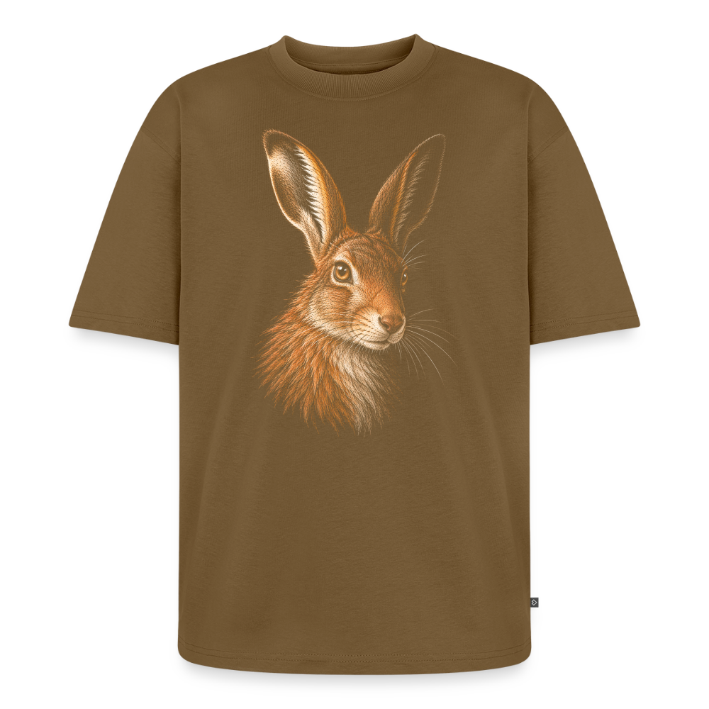 Hase Premium Oversized Bio T-Shirt - Nussbraun