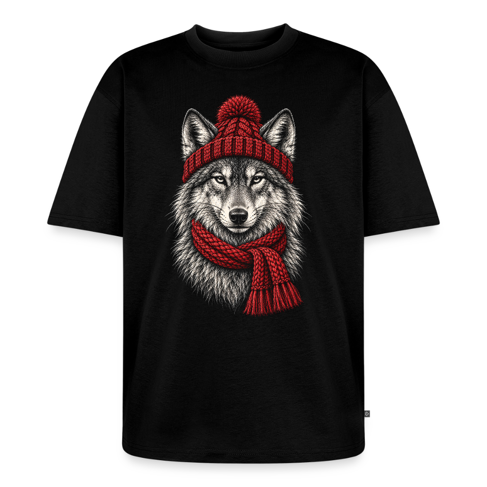 Wolf Premium Oversized Bio T-Shirt - Schwarz