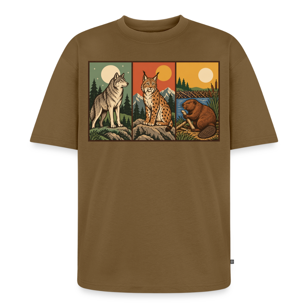 Die Rückkehrer Premium Oversized Bio T-Shirt - Nussbraun